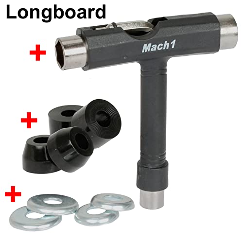 Mach1 Bambus Longboard mit Keramik Kugellager + T-Tool - Skateboard Drop Through Cruiser Komplettboard (Blanko)