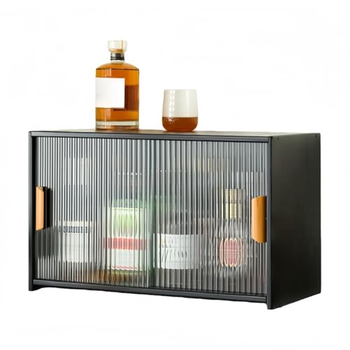 JORERAORMES卓上食器棚収納棚アクリル扉ミニキャビネットキッチン収納防塵安定性キッチン収納家庭用一人暮らし用ノルディックスタイル (長さ 55cm,こくしょく)