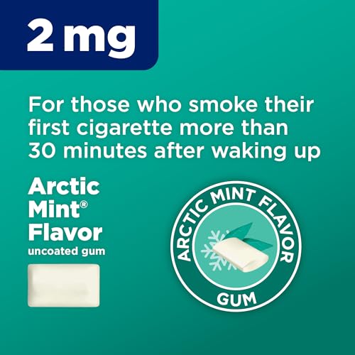 Image of Amazon Basic Care Uncoated Nicotine Polacrilex Gum 2 mg (nicotine), Mint Flavored, Stop Smoking Aid, Quit Smoking, Relieves Nicotine Cravings, 220 Count