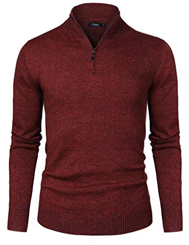 iClosam Jersey De Lana Hombre Punto Sudadera De Punto Grueso para Hombre Outwear To(Negro Rojo,XL) PS Sueltos