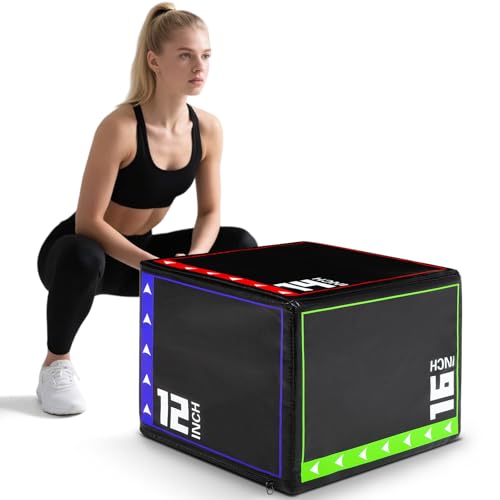 3 in 1 Foam Plyometric Jump Box for Home Gym,High Density EPE Foam Core and PVC Leather Cover Non Slip Easy to Clean,Plyo Box for Training Fitness Workout Exercise