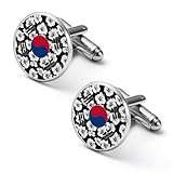 South Korea Korean Flag Hibiscus Flowers Cufflinks for Men Round Cuff Links Tuxedo Shirts for Business Wedding Formal Suit 2.0cm