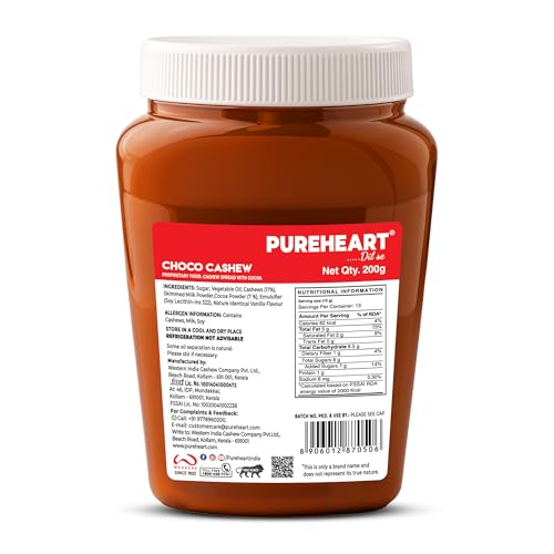 Image of Pureheart Nut Spread Choco Cashew (200 gm) Nutty Chocolate Cashew Spread for Breakfast, Bread /Toast, Sandwich