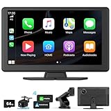 Moeckearla Wireless Carplay Screen for Car with 5K Dash Cam, 9' Portable Apple CarPlay & Android Auto Car Stereo with 1080p Backup Camera, Bluetooth/GPS Navigation/Voice Control/Mirror Link