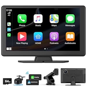 Portable Carplay Screen for Car 5K Dash Cam, 9″ Wireless CarPlay & Android Auto Car Stereo, Car Audio Receivers with 1080p Backup Camera, Bluetooth/GPS Navigation/Voice Control/Mirror Link