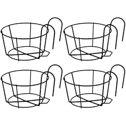 Macetas Para Balcon Ikea SacJkt Colgador de Macetas Balcon, 4 Pezzi Jardineras Exterior Balcon, Cestino per Piante in Metallo, Adatto per Giardino, Cortile Anteriore e Posteriore, Balcone, Nero
