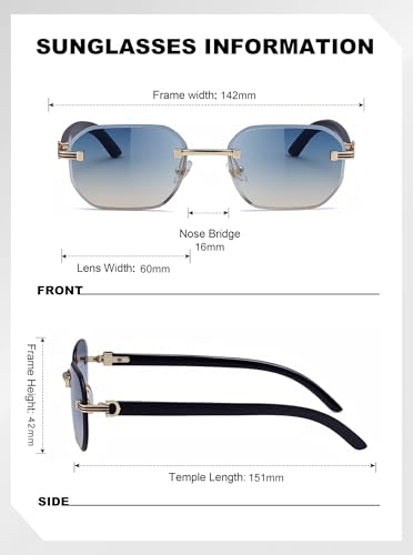 Image of Rimless Sunglasses for Men&Women with Narrow Face Fashion Frameless Shades(3050)