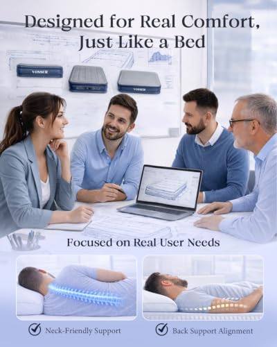 Image of VOSSER King Size Air Mattress with Built in Pump Raised,18''Height King Air Mattress,Blow Up Mattress in 3 Mins,Self Inflatable Mattress for Home,Floor&Travel,Portable Air Bed for Adults