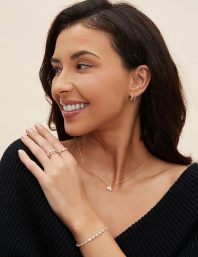 Mameloly 2.5mm 14K Gold Plated CZ Wedding Bands for Women Dainty Stackable Tiny Signet Ring Statement Rings for Her Size 3-104