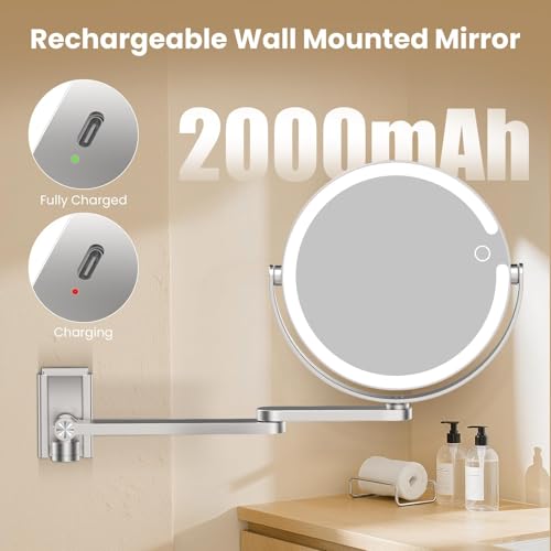 Espejo de maquillaje FRANO de pared con luces y brazo extensible miniatura 6