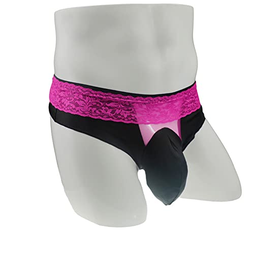 Maiyifu-GJ Men's Lace Trim Low Rise Bikini Sexy G-String Stretchy Thong Breathable Bulge Pouch Panties2