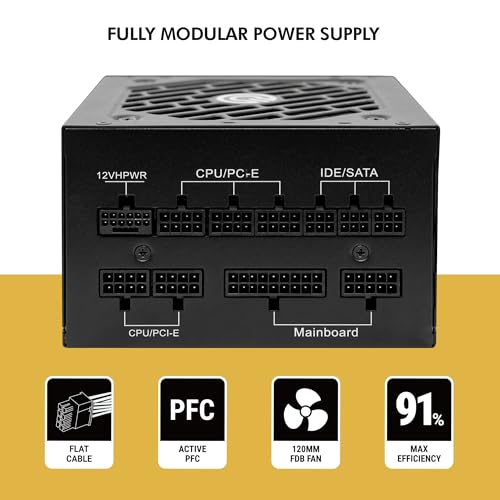 Image of Circle CG RAW Power 750 Watt Fully Modular Power Supply, 80+ Gold, ATX 3.1 & PCIe 5.1 Ready, Braided Cables, 120mm Silent FDB Fan, 7-Year Warranty