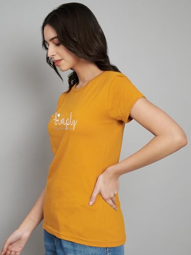 Image of Women Cotton Regular Fit Round Neck T-Shirt (Simply)