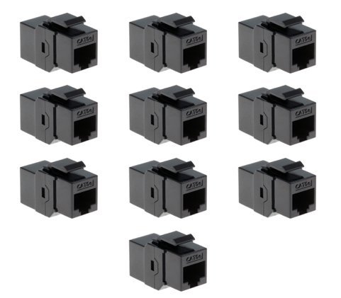 Cat5e Female to Cat5e Female Keystone Coupler - Black - 10 Pack