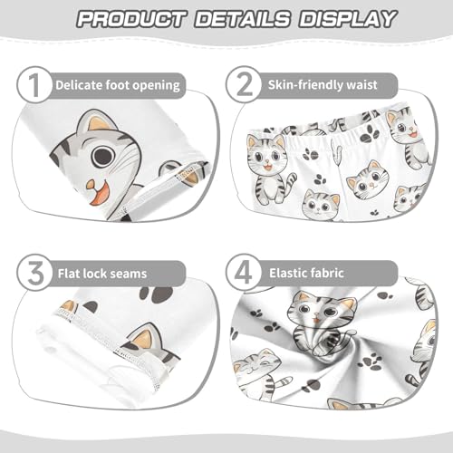 Cute Cartoon Cat Girls Leggings,Workout Leggings for Girls Toddler Athletic Legging Size for 3-10T3