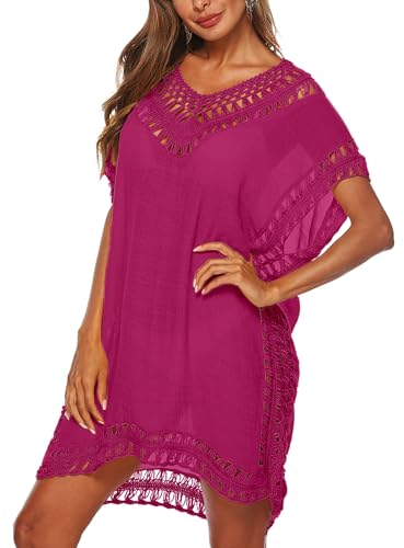 Image of Adisputent Womens Swimsuits Cover Ups Crochet Chiffon Beach Cover Bathing Suit Bikini Wear Coverups Dress