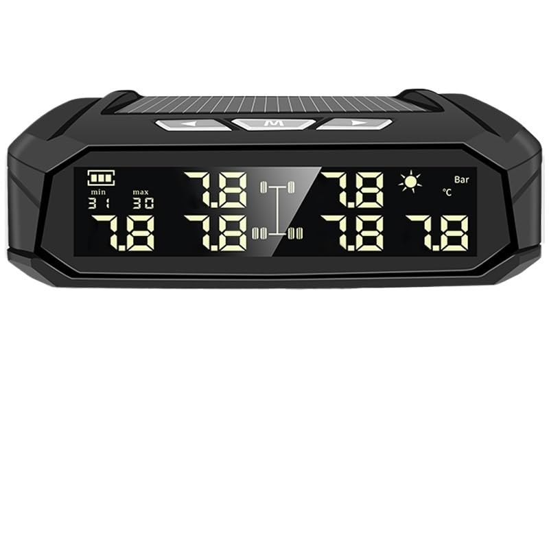 Tpms Sistema di monitoraggio della pressione dei pneumatici for auto solare, display digitale della temperatura dei pneumatici, sistemi di allarme di sicurezza for auto con 6 sensori Pressione Pneumat