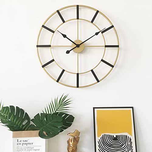 Horloge murale dorée de 60cm pour salon, pendule à quartz silencieuse - 7