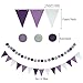 ZERODECO Birthday Party Decoration, Happy Birthday Banner with Paper Fans, Honeycomb Balls, Triangular Pennants, Circle Paper Garland, Hanging Swirls and Balloons - Purple, Lavender and White