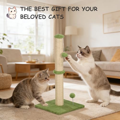 Poste rascador para gato de 22 pulgadas con cuerda de sisal natural miniatura 6