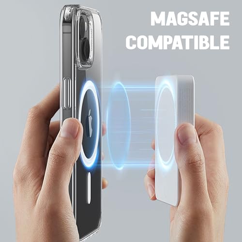 Image of Kratos Transparent Clear Case Cover Compatible with iPhone 15 Plus - Anti-Yellowing, Wireless Magnetic Charging Case with Raised Edge Camera & Screen Protection, Shock-Resistant Design