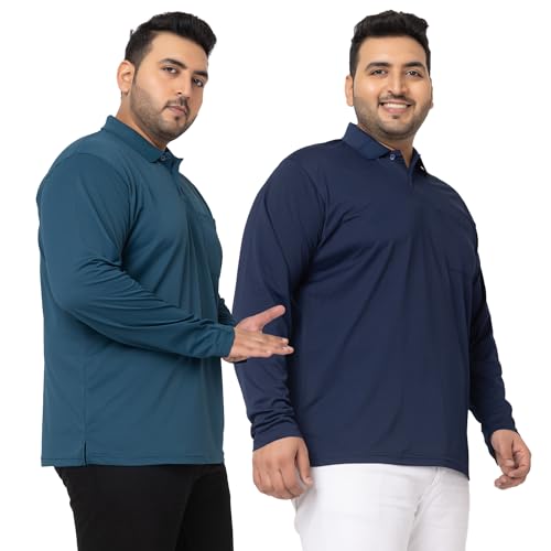 Image of YHA Polo Neck Full Sleeves Plus Size Men's Tshirts (Pack of 2)