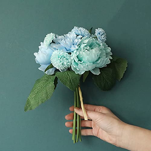 BZBZB Ramo de peonías de Dalia, Flores Artificiales para Novia, hogar, Dormitorio, Mesa de Comedor, decoración, Flor Falsa