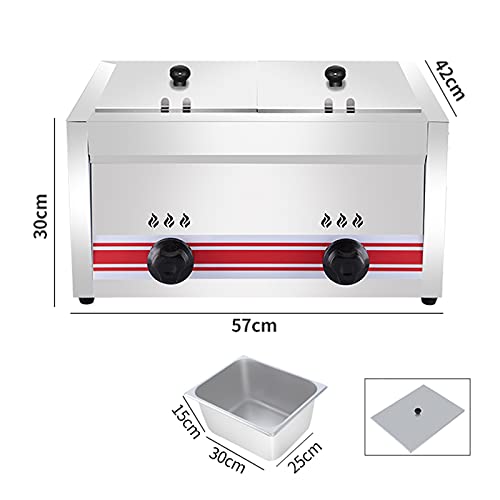 Friggitrice a gas, grande capacità in acciaio inox GPL, controllo del calore regolabile, include cestini e coperchi, perfetta per friggere in casa e in ufficio