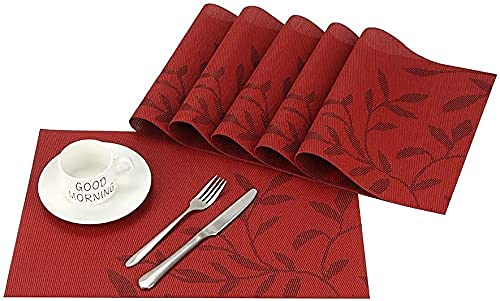 Amazon｜ランチョンマット6個セット、お手入れが簡単な滑り止め耐熱