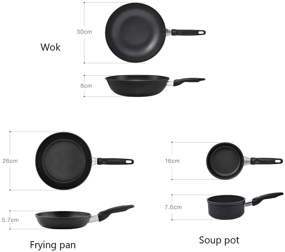 Set sartén wok antiadherente de piedra Maifan 3 piezas miniatura 2