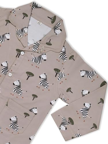 Image of MINIMATES Unisex Kids Cotton All Over Printed Night Suit Sleepwear Top & Pyjama Set Full Sleeve with Pockets for Girls & Boys with Buttons /Sleepwear for Girls /Night Dresses