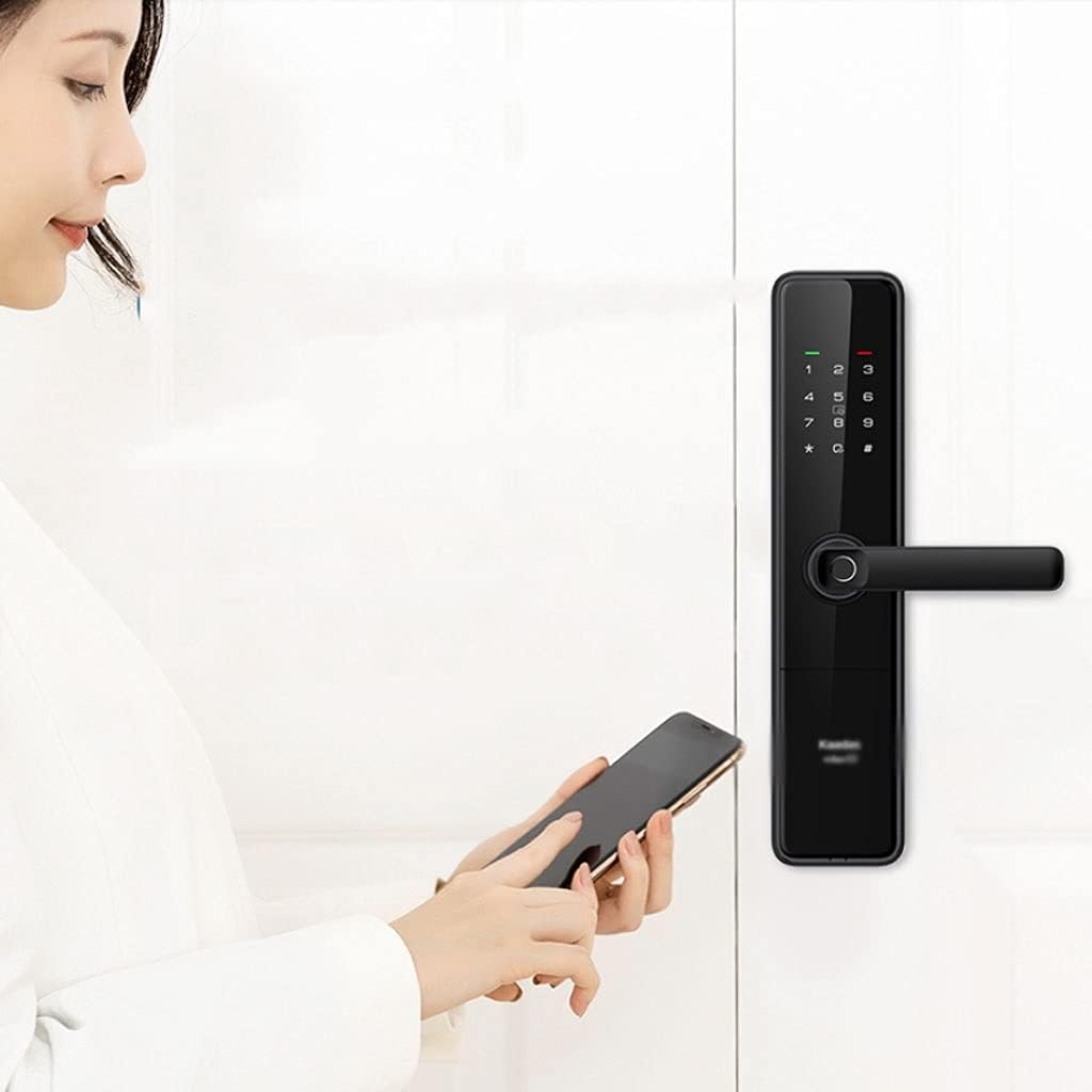 Door Knob Lever Fingerprint Lock Password Lock Door Levers Electronic Door Lock Magnetic Card Sensor Door Handle for Bedroom Study Door Lock with Handle