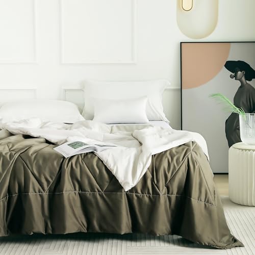 Image of Ac Comforter King Size Ombre with Satin Finish 180 GSM - Reversible AC Comforter - Brown Comforter Quilt Duvet Dohar Blanket for Summer 220 x 250cm