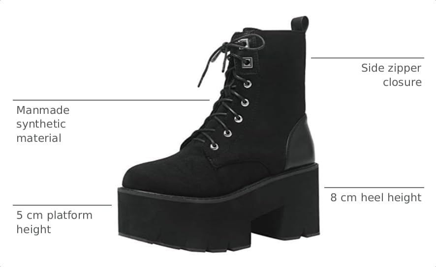Image of Parisuit Womens Goth Patent Ankle Boots Platform Chunky Combat Boots