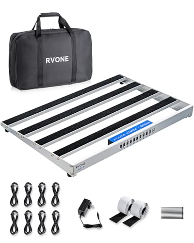 RVONE Guitar Pedal Board with Built-in Power Supply, Large 19.09x12.16' Aluminum Alloy Portable...