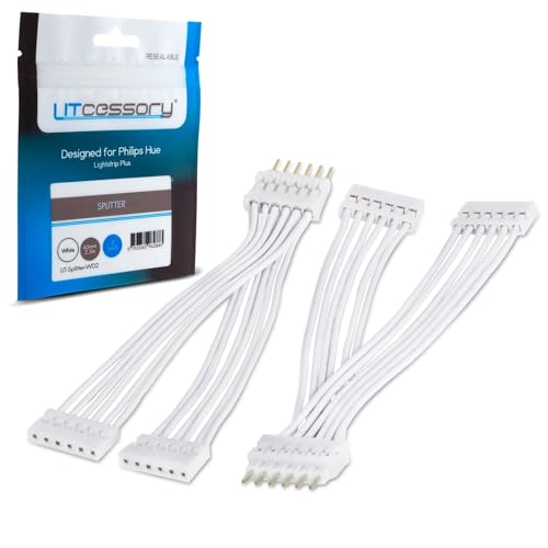 Litcessory Divisor para Philips Hue Lightstrip Plus (2 Unidades, Blanco - ESTÁNDAR 6-PINES V3)