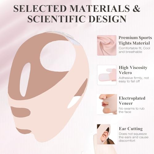 Image of V-Line Face Lifting Mask Chin up Mask for Sleeping & Jaw Shaper,Double Chin Reducer Chin Strap for Face Slimming & Sculpting,Tightening Band for Neck & Cheek (Pink)