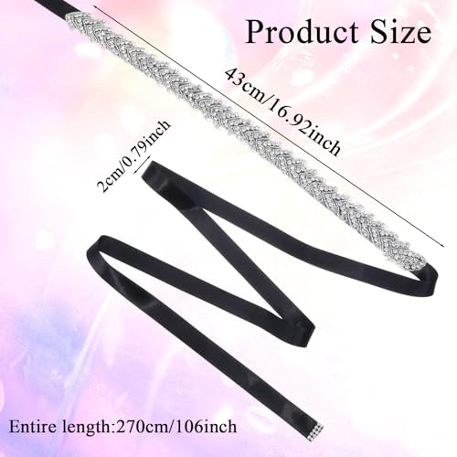 Giantree Silver Glitter Rhinestone Belt, Bride Silver Wedding Belts, Adjustable Wedding Pearl Crystal Weddings Belt Weddings Satin Elegant Ball Gown Accessories Suitable for Dresses and Bridesmaids2