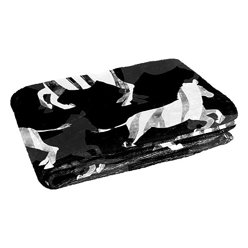 Jeté de lit plaid noir et blanc pour canapé camping plage - 3