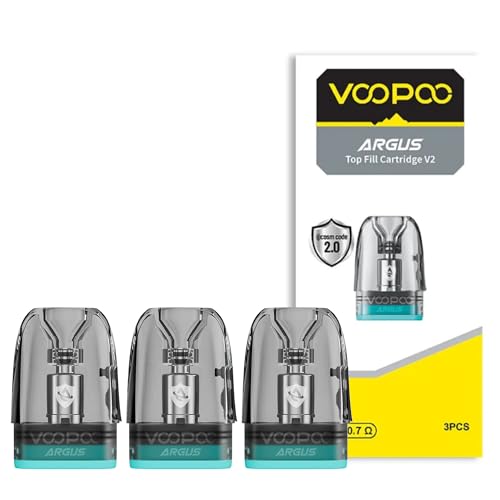 Voopoo Argus V2 Pods (0.7 ohm XL) Top Fill Argus Pods for VOOPOO Argus G3 Voopoo ARGUS G2 P2 Vape Pods No Nicotine 2ml Refillable Cartridge Compatible with Argus Pod Series