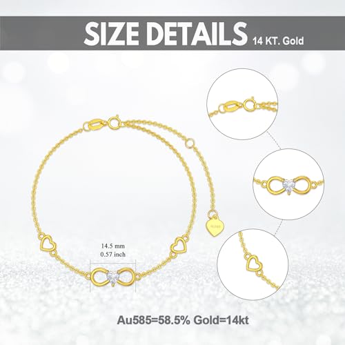 DOVRAN 14K Gold Infinity Bracelet for Women Real Yellow Gold Heart Love Jewelry Mother's Day Gifts for Wife Mother Mom4