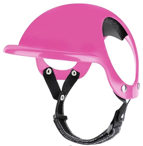 犬用ヘルメット ペット用オートバイ帽子 むき出しの耳犬用ヘルメット コスプレ小物 ミニ 耳穴付き 小型 中型犬用 衝突防止 調節可能 ベルクロ設計 着脱簡単 記念撮影 アウトドア用 バイク用 乗馬用 散歩用 お出かけ用品 ペット用品 (ピンク,M)