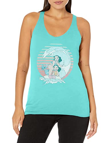 Débardeur Stitch femme XXL bleu tahiti avec motif arc-en-ciel vintage