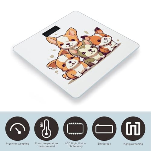 Báscula digital de baño con diseño Corgi y vidrio templado miniatura 3