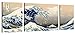 Canvashop Quadri moderni Hokusai cm 208x70 Quadro 3 pezzi La grande onda Kanagawa Stampa su tela canvas pannelli XXL arte giapponese