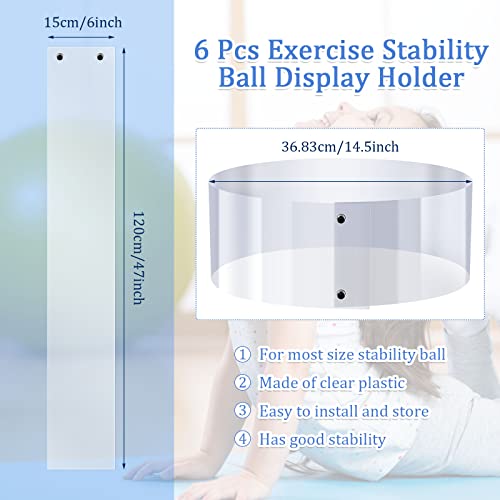 6 Pcs Exercise Ball Holder Yoga Exercise Stand Stability Storage Stackers Clear Plastic Holder for Different Size Stability Yoga Balls Storage Display - Image 2