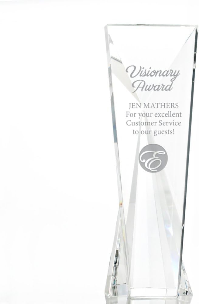 Baudville Engraved Trophy - Crystal - Beveled Diamond - Award for Employees