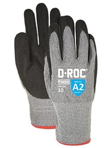 Magid D-ROC Hyperon GPD256 Foam Nitrile Palm Coated Work Gloves – Cut Level A2 (12 Pair)