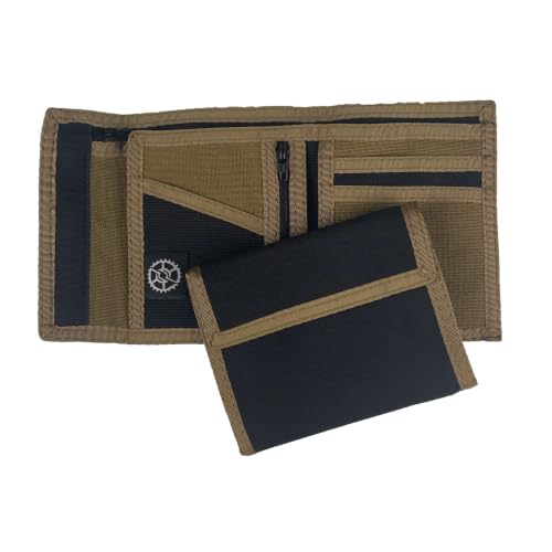 Image of Nylon Billfold Wallet with Zippered Coin Pocket (Black /Coyote Brown)