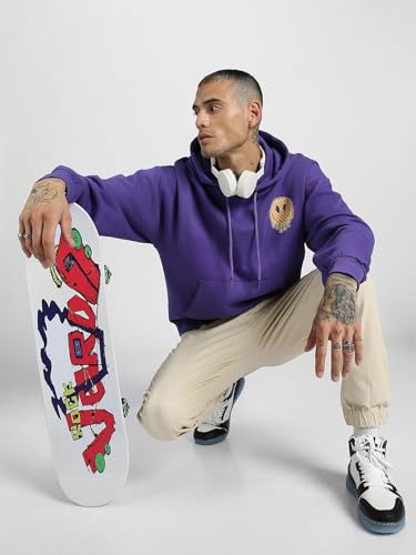 Image of Veirdo Cotton Poly Fleece Oversized Hooded Sweatshirt Baggy Fit Stylish Pocket Graphic Printed Hoodie for Men (Available in Sizes: S to 3XL)